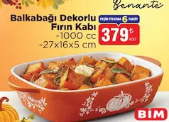 BENANTE BALKABAĞI DEKORLU FIRIN KABI 1000 CC 27X16X5 CM fiyat ve kampanya bilgisi